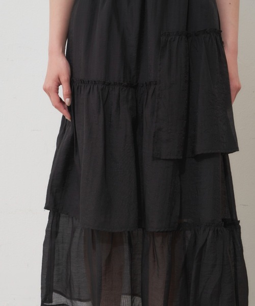 MERLOT（メルロー）の「シアーフリルスカート（スカート・レディース・ブラック/オレンジ/グリーン・FREE）」の7枚目の写真