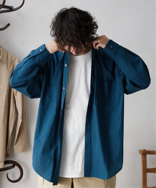 JOURNAL STANDARD relume（ジャーナルスタンダード　レリューム）の「オーバーサイズ ハイキングチェックシャツ（シャツ/ブラウス・メンズ・ベージュ/ネイビー/ピンク・MEDIUM/LARGE）」の8枚目の写真