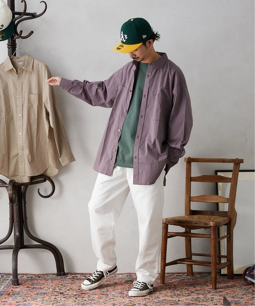 JOURNAL STANDARD relume（ジャーナルスタンダード　レリューム）の「オーバーサイズ ハイキングチェックシャツ（シャツ/ブラウス・メンズ・ベージュ/ネイビー/ピンク・MEDIUM/LARGE）」の11枚目の写真