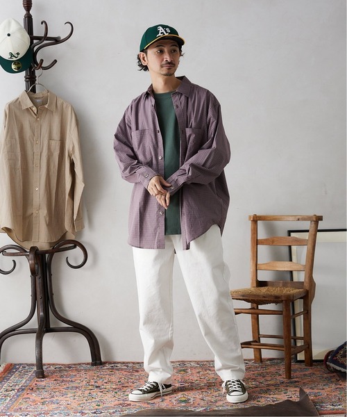 JOURNAL STANDARD relume（ジャーナルスタンダード　レリューム）の「オーバーサイズ ハイキングチェックシャツ（シャツ/ブラウス・メンズ・ベージュ/ネイビー/ピンク・MEDIUM/LARGE）」の12枚目の写真