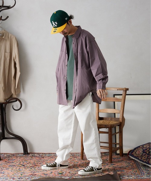 JOURNAL STANDARD relume（ジャーナルスタンダード　レリューム）の「オーバーサイズ ハイキングチェックシャツ（シャツ/ブラウス・メンズ・ベージュ/ネイビー/ピンク・MEDIUM/LARGE）」の13枚目の写真