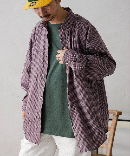 JOURNAL STANDARD relume（ジャーナルスタンダード　レリューム）の「オーバーサイズ ハイキングチェックシャツ（シャツ/ブラウス・メンズ・ベージュ/ネイビー/ピンク・MEDIUM/LARGE）」の15枚目の写真