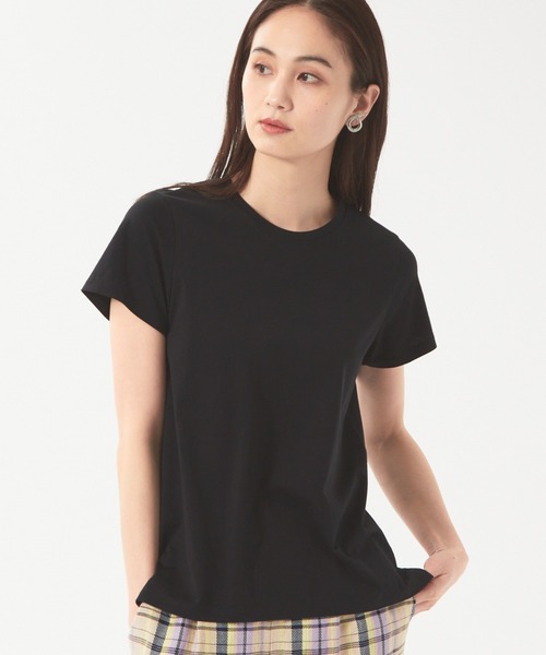 qualite（カリテ）の「コットンコンパクトカットソー（Tシャツ/カットソー・レディース・ブラック/オフホワイト/グリーン/サーモンピンク・フリー）」の3枚目の写真