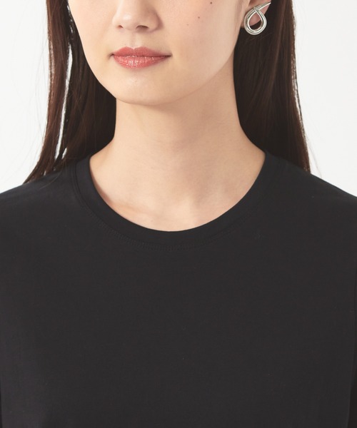 qualite（カリテ）の「コットンコンパクトカットソー（Tシャツ/カットソー・レディース・ブラック/オフホワイト/グリーン/サーモンピンク・フリー）」の14枚目の写真