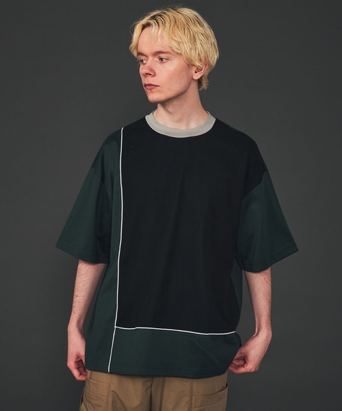 CITY TOKYO（シティトウキョウ）の「スクエアデザインオーバーサイズTシャツ（Tシャツ/カットソー・メンズ・ブラック/オフホワイト/グリーン・1/2）」の3枚目の写真