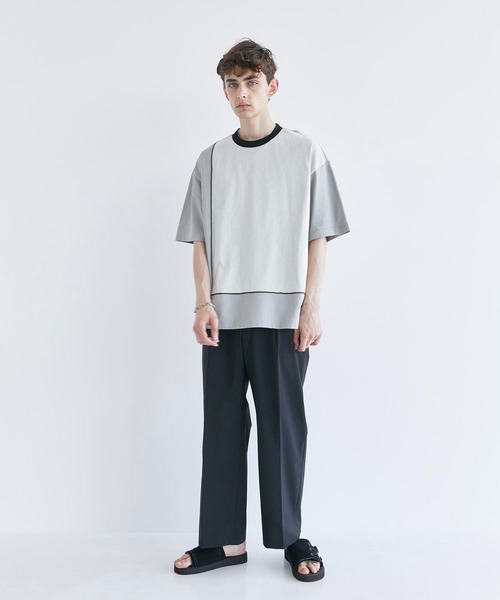 CITY TOKYO（シティトウキョウ）の「スクエアデザインオーバーサイズTシャツ（Tシャツ/カットソー・メンズ・ブラック/オフホワイト/グリーン・1/2）」の4枚目の写真