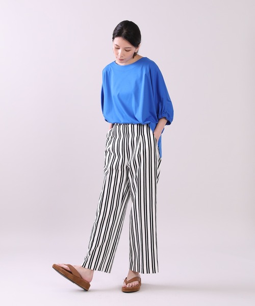 INED（イネド）の「ドルマンスリーブギャザーカットソー《接触冷感》（Tシャツ/カットソー・レディース・ライトグレー/ネイビー/オフホワイト/ブルー・9号）」の10枚目の写真