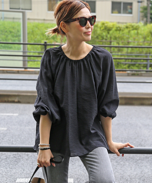 DEUXIEME CLASSE - elaulea　Gather Sleeve ブラウス(BLACK Deuxieme Classe（ドゥーズィエムクラス）の「*Gather Sleeve