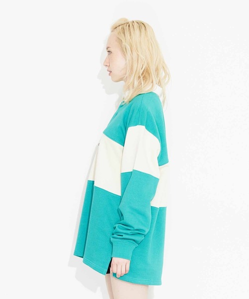 X-girl（エックスガール）の「RUGBY SWEATSHIRT（スウェット・レディース・ホワイト/グリーン/チャコール・S/M）」の10枚目の写真