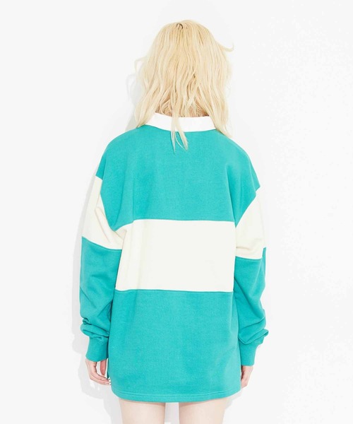 X-girl（エックスガール）の「RUGBY SWEATSHIRT（スウェット・レディース・ホワイト/グリーン/チャコール・S/M）」の8枚目の写真