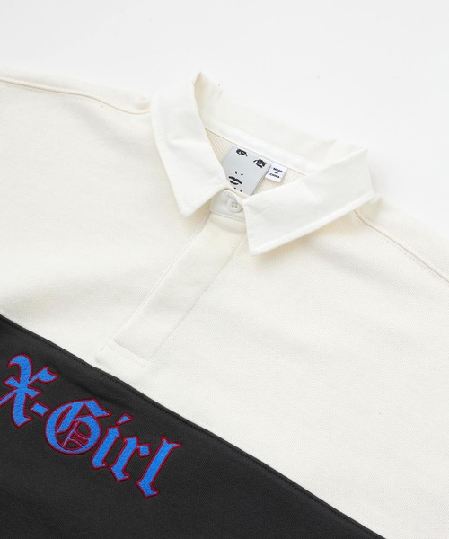 X-girl（エックスガール）の「RUGBY SWEATSHIRT（スウェット・レディース・ホワイト/グリーン/チャコール・S/M）」の18枚目の写真