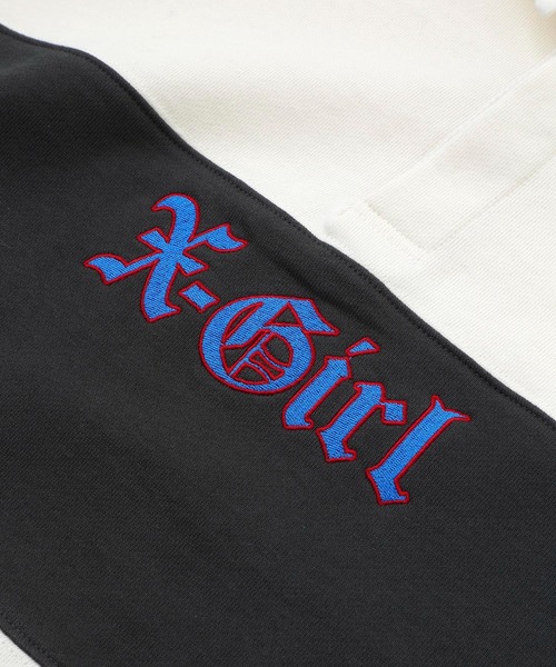 X-girl（エックスガール）の「RUGBY SWEATSHIRT（スウェット・レディース・ホワイト/グリーン/チャコール・S/M）」の4枚目の写真