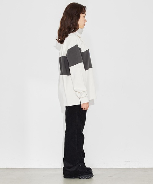 X-girl（エックスガール）の「RUGBY SWEATSHIRT（スウェット・レディース・ホワイト/グリーン/チャコール・S/M）」の13枚目の写真