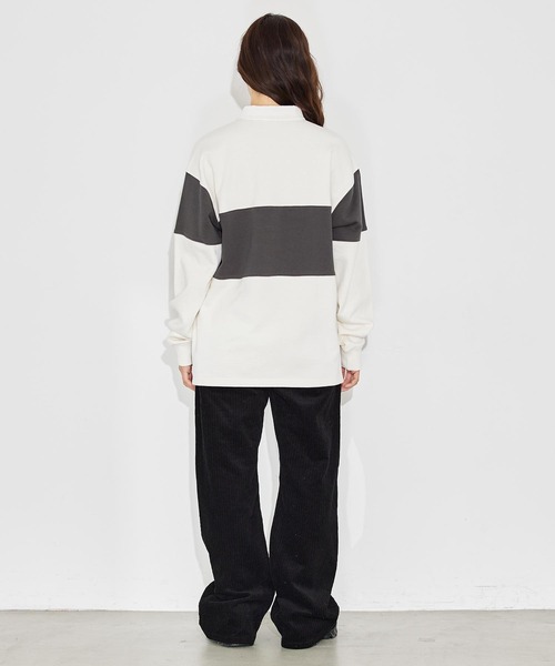 X-girl（エックスガール）の「RUGBY SWEATSHIRT（スウェット・レディース・ホワイト/グリーン/チャコール・S/M）」の19枚目の写真