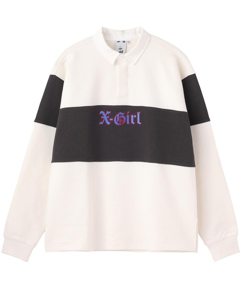 X-girl（エックスガール）の「RUGBY SWEATSHIRT（スウェット・レディース・ホワイト/グリーン/チャコール・S/M）」の7枚目の写真