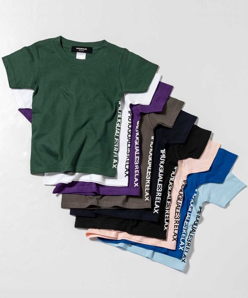 1piu1uguale3 RELAX(ウノピュウノウグァーレトレリラックス)の「1PIU1UGUALE3 RELAX(1PIU1UGUALE3 RELAX) キッズバックロゴプリントT(Tシャツ/カットソー・キッズ・ホワイト/ブラック/チャコールグレー/ネイビー/ライトブルー/グリーン/ロイヤルブルー/パープル/ライトピンク・150/140/130/110/120)」の10枚目の写真