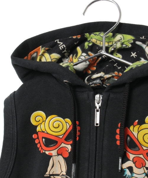 HYSTERIC MINI(ヒステリックミニ)の「Tattooing in mini parra shop フーデットベスト(スーパーストレッチ)(ベスト・キッズ・ブラック/レッド・110/100/120)」の8枚目の写真