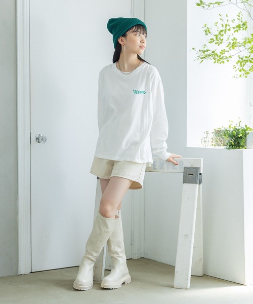 repipi armario(レピピ アルマリオ)の「バックロゴBIGロンT(Tシャツ/カットソー・キッズ・ホワイト/サックスブルー/グリーン/スミクロ・MEDIUM/LARGE)」の5枚目の写真