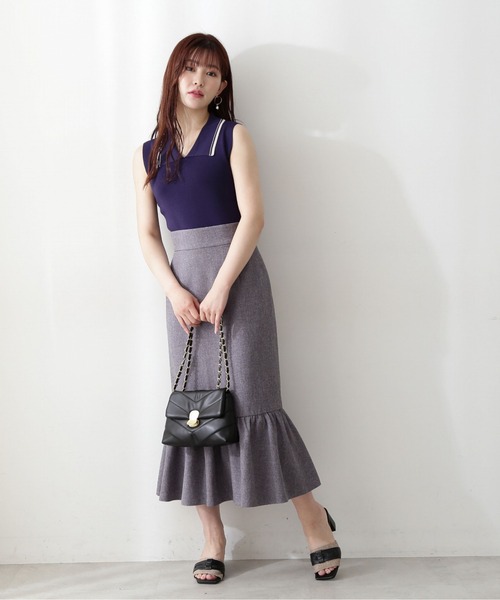 PROPORTION BODY DRESSING(プロポーションボディドレッシング)の「配色襟フレンチノースリーブニット / 1212270800(ニット/セーター・レディース・グレー/ボルドー/ネイビー・FREE)」の2枚目の写真