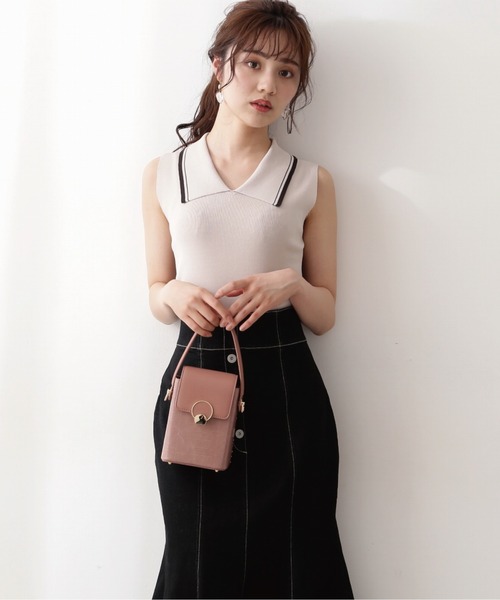 PROPORTION BODY DRESSING(プロポーションボディドレッシング)の「配色襟フレンチノースリーブニット / 1212270800(ニット/セーター・レディース・グレー/ボルドー/ネイビー・FREE)」の1枚目の写真