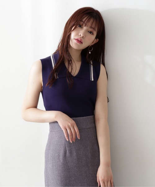 PROPORTION BODY DRESSING(プロポーションボディドレッシング)の「配色襟フレンチノースリーブニット / 1212270800(ニット/セーター・レディース・グレー/ボルドー/ネイビー・FREE)」の13枚目の写真