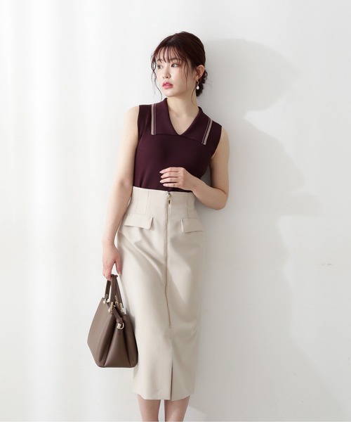 PROPORTION BODY DRESSING(プロポーションボディドレッシング)の「配色襟フレンチノースリーブニット / 1212270800(ニット/セーター・レディース・グレー/ボルドー/ネイビー・FREE)」の14枚目の写真