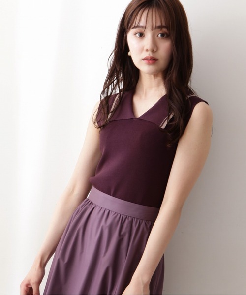 PROPORTION BODY DRESSING(プロポーションボディドレッシング)の「配色襟フレンチノースリーブニット / 1212270800(ニット/セーター・レディース・グレー/ボルドー/ネイビー・FREE)」の17枚目の写真