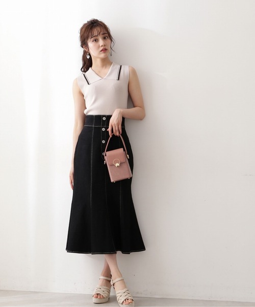 PROPORTION BODY DRESSING(プロポーションボディドレッシング)の「配色襟フレンチノースリーブニット / 1212270800(ニット/セーター・レディース・グレー/ボルドー/ネイビー・FREE)」の4枚目の写真