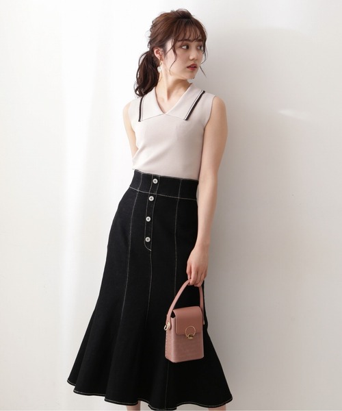 PROPORTION BODY DRESSING(プロポーションボディドレッシング)の「配色襟フレンチノースリーブニット / 1212270800(ニット/セーター・レディース・グレー/ボルドー/ネイビー・FREE)」の5枚目の写真