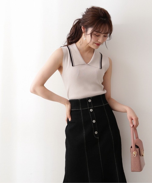 PROPORTION BODY DRESSING(プロポーションボディドレッシング)の「配色襟フレンチノースリーブニット / 1212270800(ニット/セーター・レディース・グレー/ボルドー/ネイビー・FREE)」の6枚目の写真