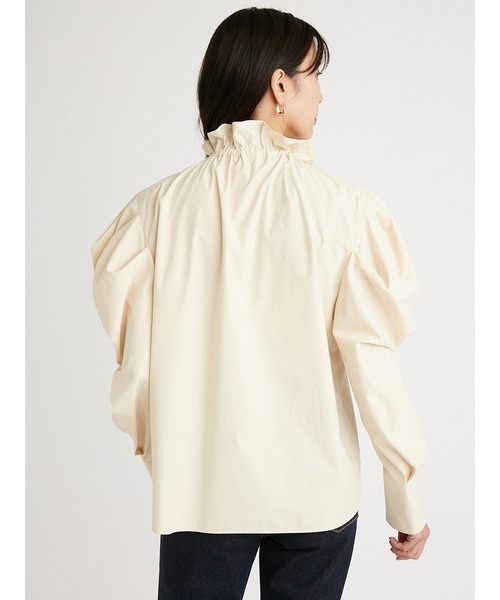 SNIDEL（スナイデル）の「フリルスタンドカラーブラウス（シャツ/ブラウス・レディース・ホワイト/ライトベージュ/ダークブラウン・FREE）」の9枚目の写真