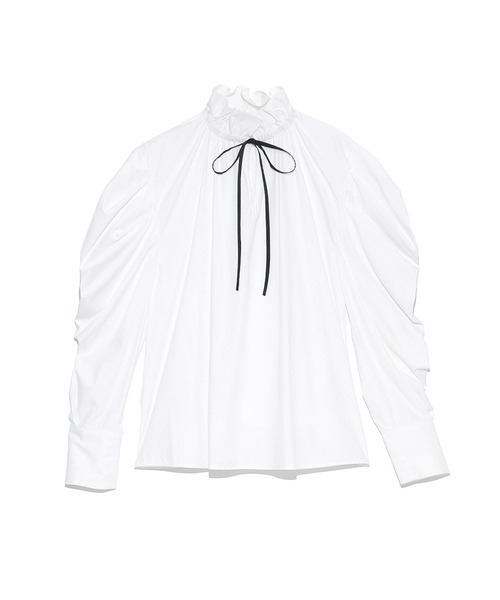 SNIDEL（スナイデル）の「フリルスタンドカラーブラウス（シャツ/ブラウス・レディース・ホワイト/ライトベージュ/ダークブラウン・FREE）」の15枚目の写真