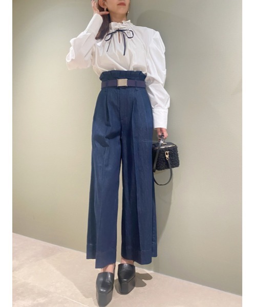 SNIDEL（スナイデル）の「フリルスタンドカラーブラウス（シャツ/ブラウス・レディース・ホワイト/ライトベージュ/ダークブラウン・FREE）」の19枚目の写真