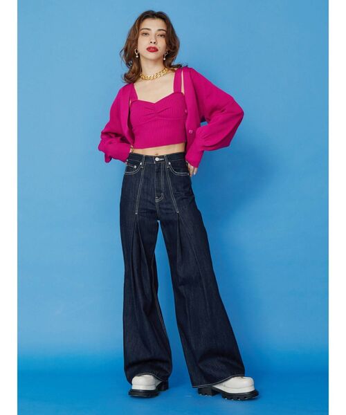 EVRIS（エヴリス）の「タックボリュームフレアパンツ（デニムパンツ・レディース・インディゴブルー/ブルー・SMALL/MEDIUM）」の10枚目の写真