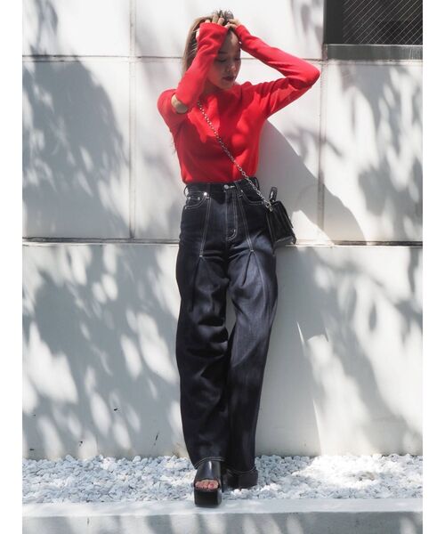 EVRIS（エヴリス）の「タックボリュームフレアパンツ（デニムパンツ・レディース・インディゴブルー/ブルー・SMALL/MEDIUM）」の22枚目の写真