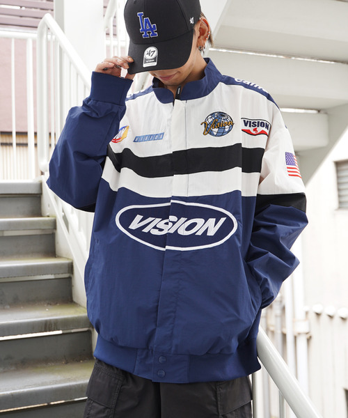 VISION STREET WEAR（ヴィジョンストリートウェア）の「VISION STREET WEAR ビジョンストリートウェア レーシングジャケット（ナイロンジャケット・メンズ・ブラック/ネイビー/オフホワイト/グリーン・M/L）」の22枚目の写真