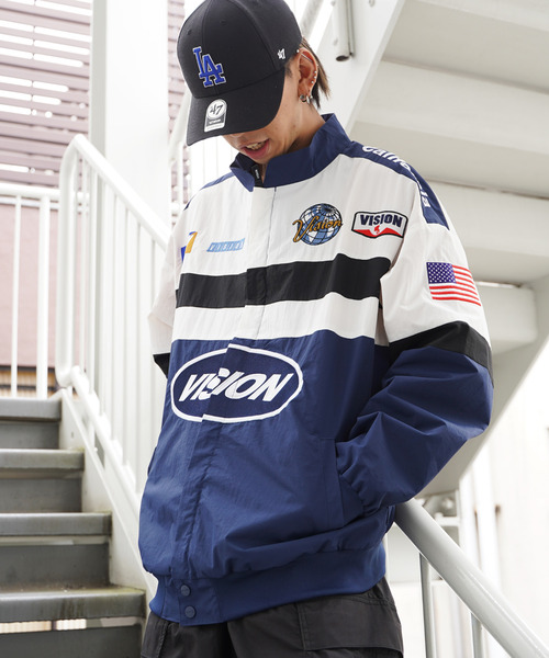 VISION STREET WEAR（ヴィジョンストリートウェア）の「VISION STREET WEAR ビジョンストリートウェア レーシングジャケット（ナイロンジャケット・メンズ・ブラック/ネイビー/オフホワイト/グリーン・M/L）」の16枚目の写真