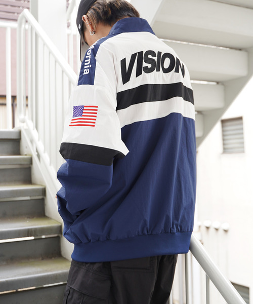 VISION STREET WEAR（ヴィジョンストリートウェア）の「VISION STREET WEAR ビジョンストリートウェア レーシングジャケット（ナイロンジャケット・メンズ・ブラック/ネイビー/オフホワイト/グリーン・M/L）」の8枚目の写真