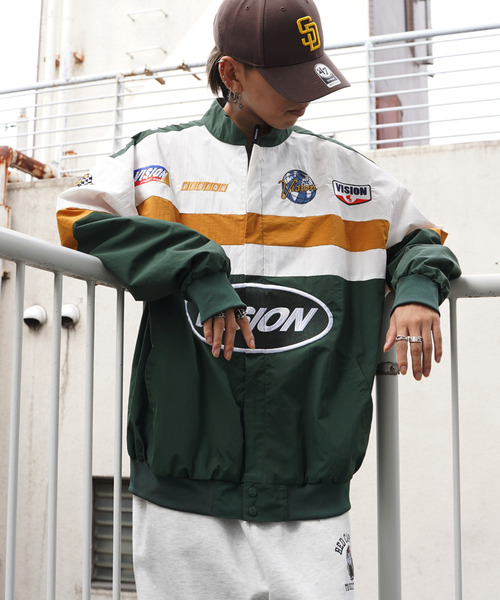 VISION STREET WEAR（ヴィジョンストリートウェア）の「VISION STREET WEAR ビジョンストリートウェア レーシングジャケット（ナイロンジャケット・メンズ・ブラック/ネイビー/オフホワイト/グリーン・M/L）」の10枚目の写真