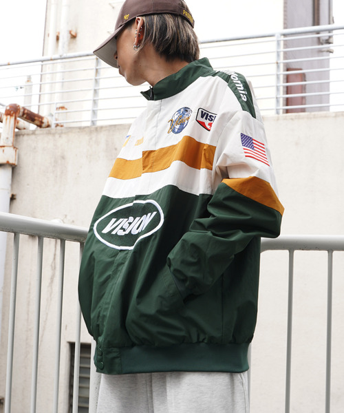 VISION STREET WEAR（ヴィジョンストリートウェア）の「VISION STREET WEAR ビジョンストリートウェア レーシングジャケット（ナイロンジャケット・メンズ・ブラック/ネイビー/オフホワイト/グリーン・M/L）」の5枚目の写真