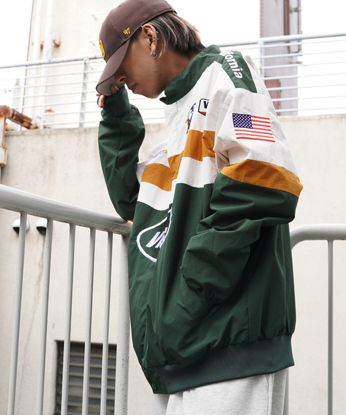 VISION STREET WEAR（ヴィジョンストリートウェア）の「VISION STREET WEAR ビジョンストリートウェア レーシングジャケット（ナイロンジャケット・メンズ・ブラック/ネイビー/オフホワイト/グリーン・M/L）」の13枚目の写真