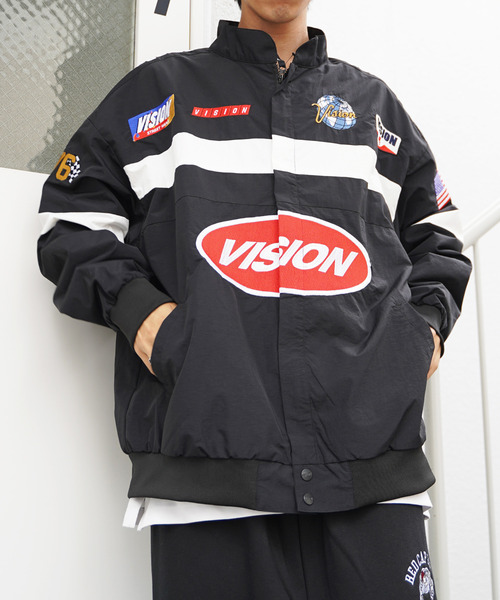 VISION STREET WEAR（ヴィジョンストリートウェア）の「VISION STREET WEAR ビジョンストリートウェア レーシングジャケット（ナイロンジャケット・メンズ・ブラック/ネイビー/オフホワイト/グリーン・M/L）」の19枚目の写真