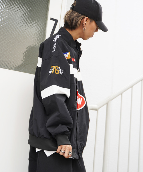 VISION STREET WEAR（ヴィジョンストリートウェア）の「VISION STREET WEAR ビジョンストリートウェア レーシングジャケット（ナイロンジャケット・メンズ・ブラック/ネイビー/オフホワイト/グリーン・M/L）」の11枚目の写真