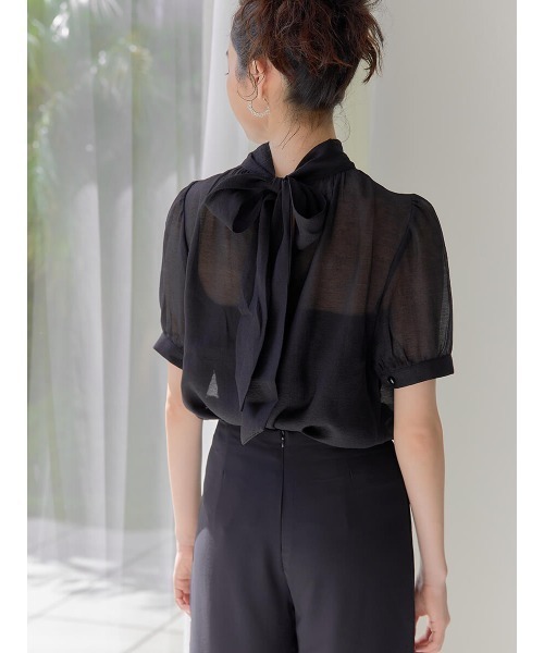 Ayla（アイラ）の「sheer highneck ribbon blouse（シャツ/ブラウス・レディース・ベージュ/ブラック・FREE）」の10枚目の写真