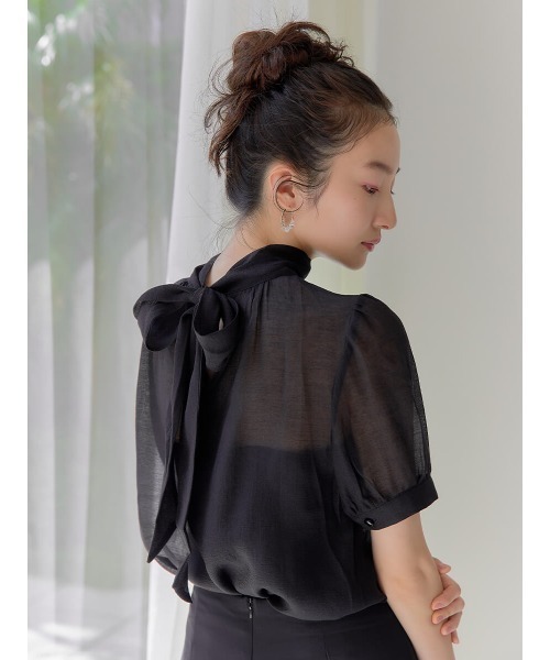 Ayla（アイラ）の「sheer highneck ribbon blouse（シャツ/ブラウス・レディース・ベージュ/ブラック・FREE）」の11枚目の写真
