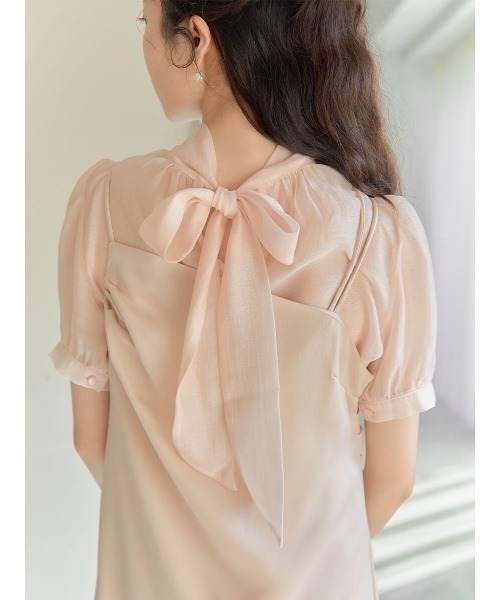 Ayla（アイラ）の「sheer highneck ribbon blouse（シャツ/ブラウス・レディース・ベージュ/ブラック・FREE）」の14枚目の写真
