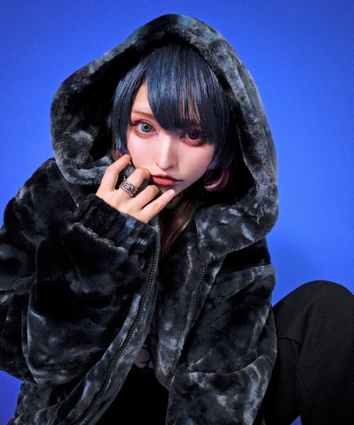 GALFY（ガルフィー）の「GALFY/ガルフィーぼんやりファーブルゾン（ブルゾン・メンズ・ブラック/ピンク/グリーン・L/XL）」の4枚目の写真