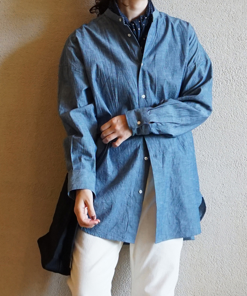 JOURNAL STANDARD LUXE（ジャーナルスタンダード　ラックス）の「アソートスタンドカラーシャツ（シャツ/ブラウス・レディース・ホワイト/ネイビー/サックスブルー/ブルー・FREE）」の12枚目の写真