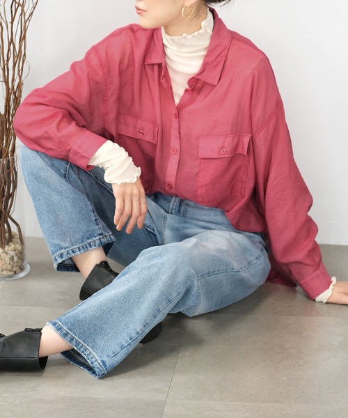 ＡＮＤＪ（アンドジェイ）の「【2022/AW】シアーBIGシャツ（シャツ/ブラウス・レディース・ブルー/ブラウン/オフホワイト/ブラック/レッド/ピンク系その他・M）」の5枚目の写真