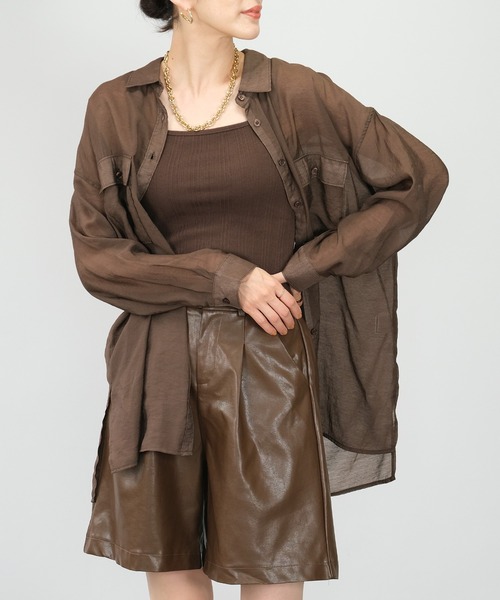 ＡＮＤＪ（アンドジェイ）の「【2022/AW】シアーBIGシャツ（シャツ/ブラウス・レディース・ブルー/ブラウン/オフホワイト/ブラック/レッド/ピンク系その他・M）」の4枚目の写真